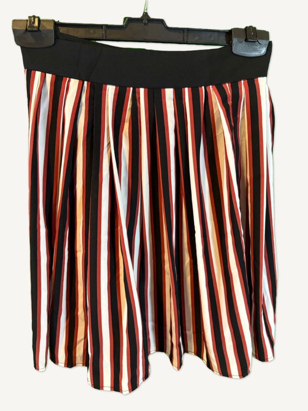 Mango Striped Skirt Pleated A-Line Black Red White Size 2